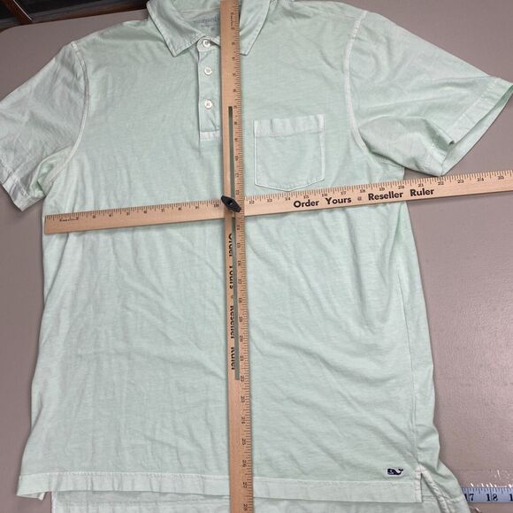 Vineyard Vines Mens Medium Polo Shirt Green Short Sleeve Chest Pocket Whale Logo - Picture 7 of 12